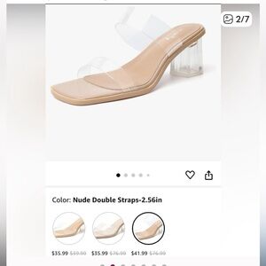 Vivianly Beige and Clear Block Heels